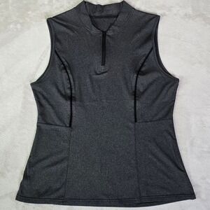 Athletic Sleeveless Golf Polo Quarter Zip Top Gray Women's XL Performance Shirt